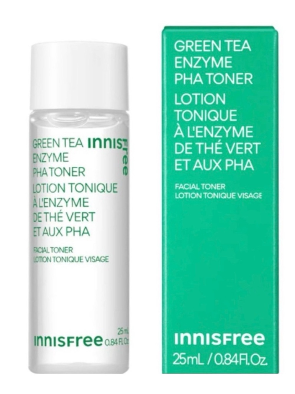 Innisfree Green Tea Enzyme PHA Gentle Exfoliating Facial Toner Travel Sz 25 ML